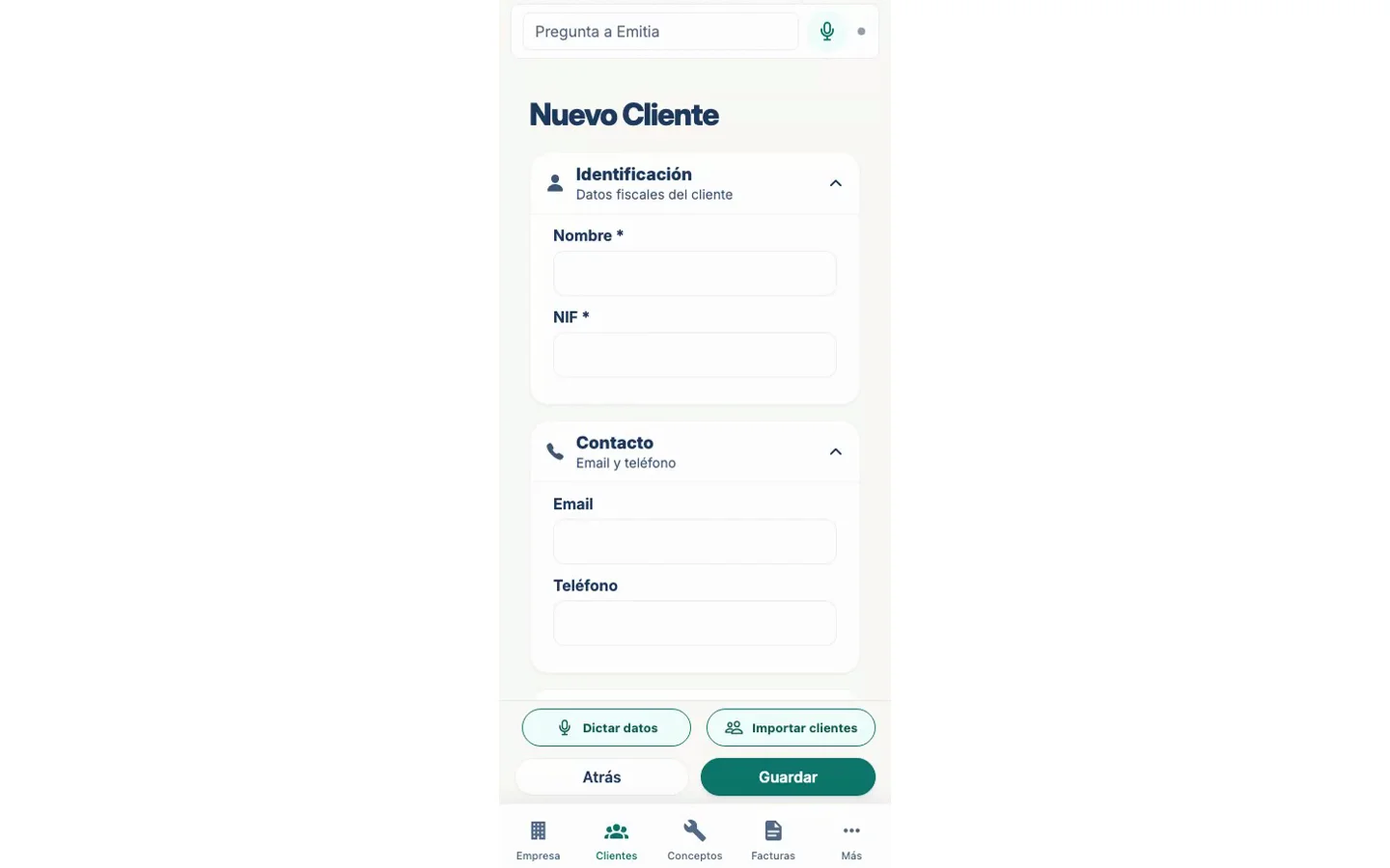 Engade un cliente novo