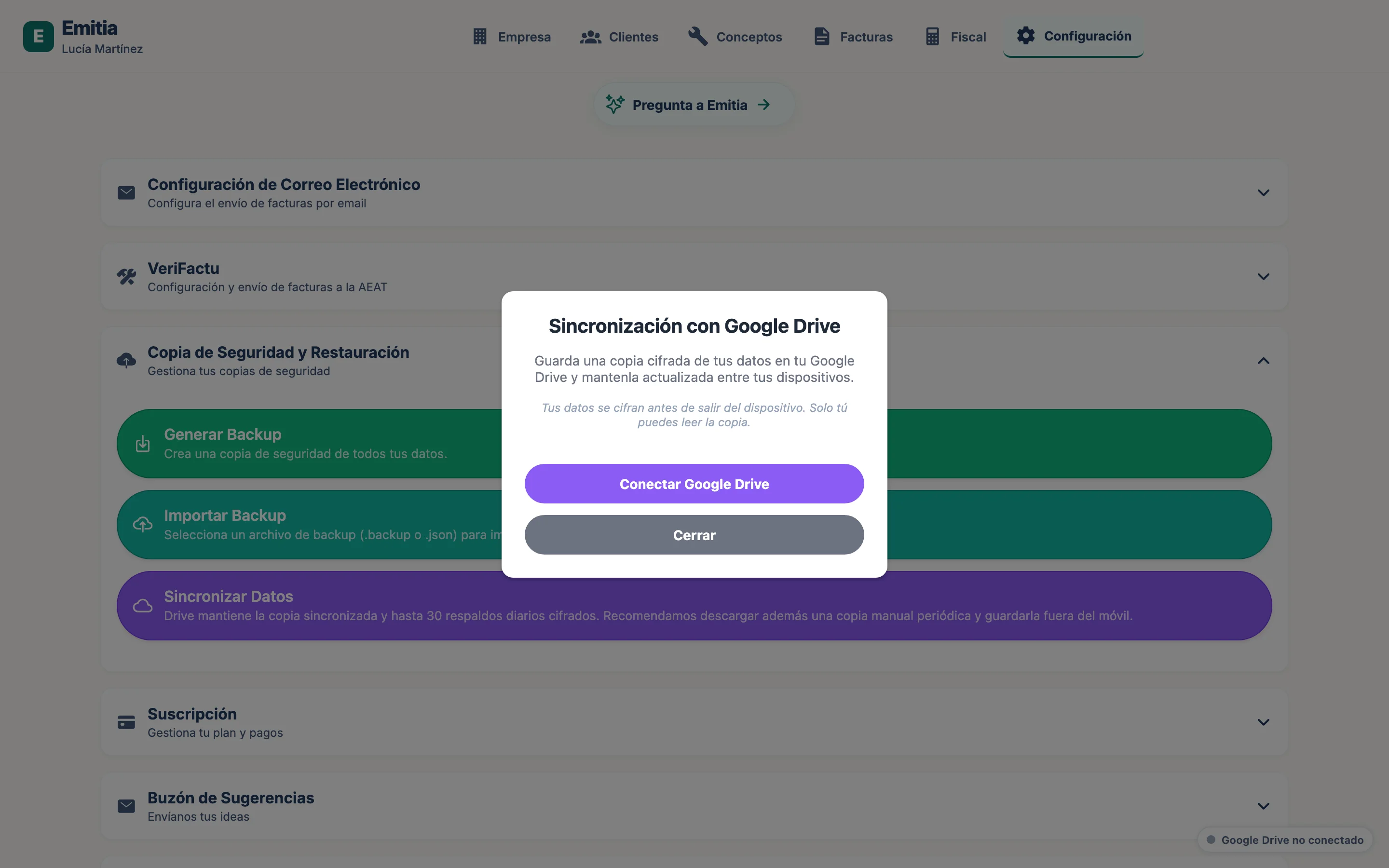 Connecta Google Drive