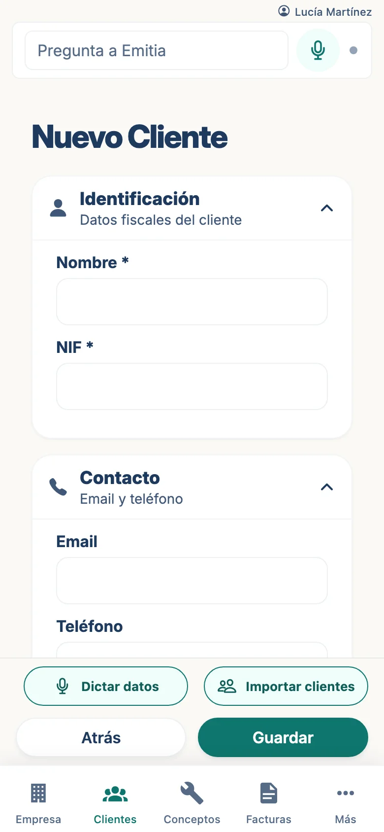 Engade un cliente novo