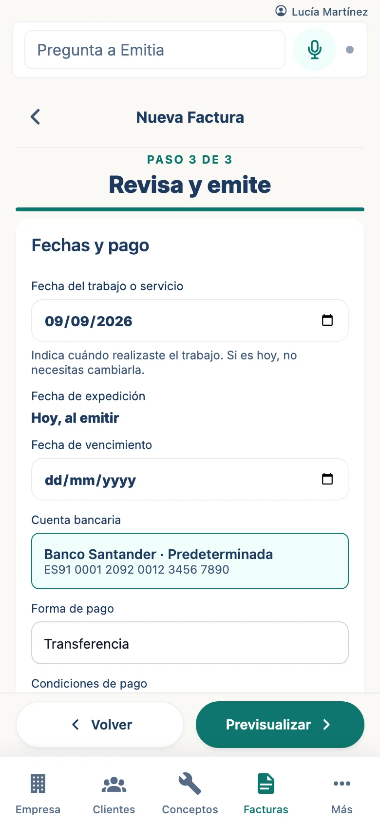 Revisa e emite